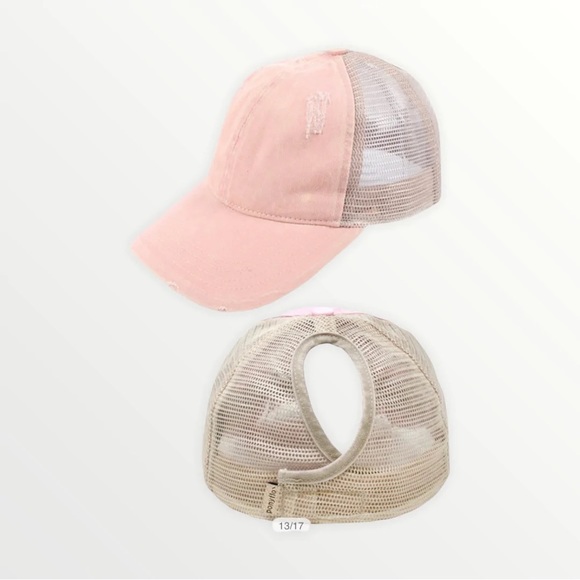 Ponytail Baseball Hat or Cap: Distressed - Picture 2 of 7